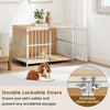 40-inch dog crate furniture with dual lockable doors, featuring a stable wood bottom and rotatable metal latches for.