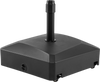 Fillable mobile umbrella base in black, 176 lbs capacity, with 4 wheels and 2 locks for stable outdoor support.