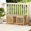 Natural fir wood patio bench with planter boxes, 2-in-1 design for outdoor seating and planting, perfect for gardens.