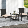 3 Piece Patio Furniture Set with Seat Cushions and Tempered Glass Tabletop-Beige - Gallery View 1 of 10