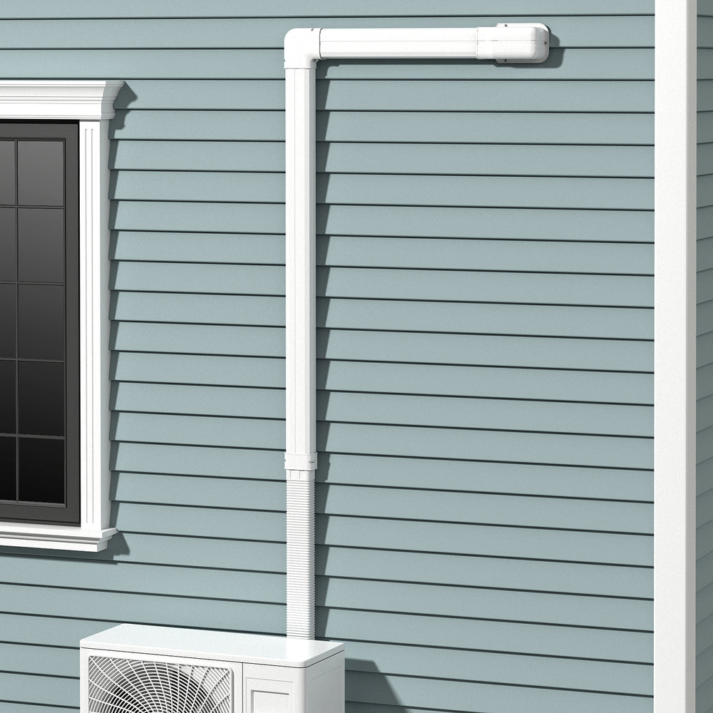 Mini decorative PVC slim line cover kit for air conditioner pipes, weather-resistant, fits 7000-24000 BTU units.