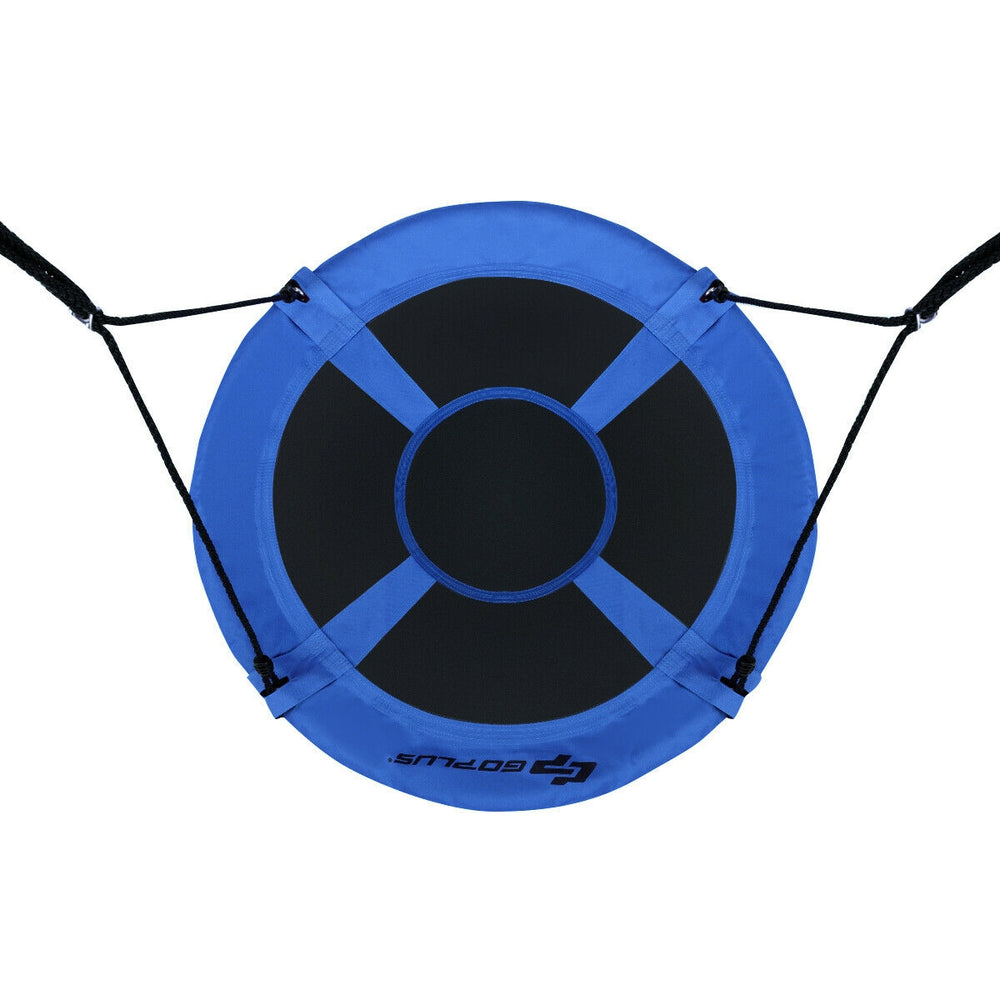 40-inch blue flying saucer tree swing made of durable 600D oxford fabric, perfect for outdoor play and relaxation.