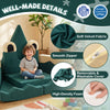 Soft velvet fabric and high-density foam detail of the 17-piece modular kids play couch for inspiring creativity.