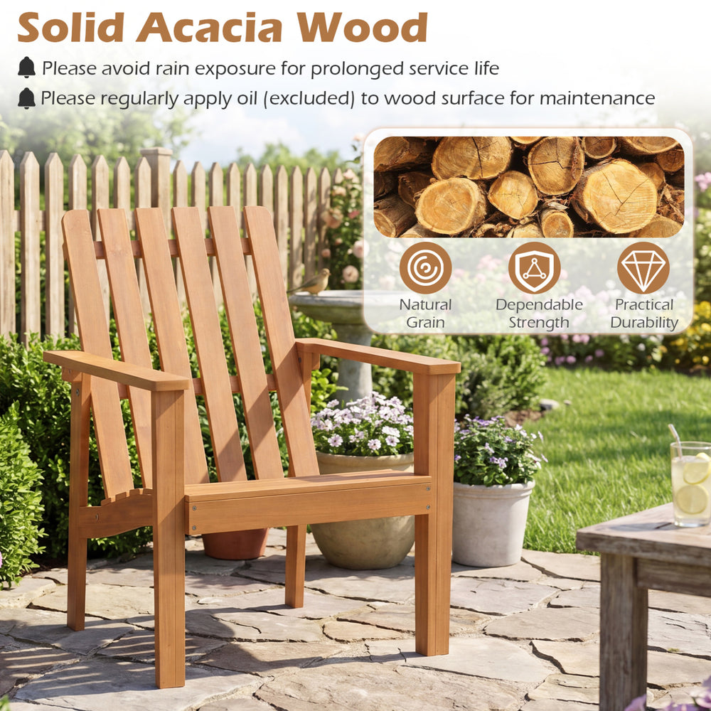 Square slatted tabletop side table made of natural acacia wood, ideal for backyard or patio use.