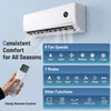 Mini split air conditioner with remote control, 18000 BTU, 6 fan speeds, and 7 modes for year-round comfort.