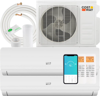 Costway Thundrive 18000 BTU 2 Zone 20 SEER2 Mini Split AC Heat Pump 89167235 New