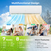 18000 BTU mini split AC with heat pump, featuring 7 modes, 8 fan speeds, and WiFi control for efficient cooling.