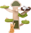 Wall-mounted cat tower with green platforms and ultra-soft bed, featuring scratching post and hammock for playful.
