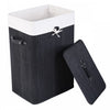 Laundry basket made of natural bamboo with a sturdy lid, ideal for organizing clothes in your laundry room.