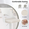 White bar stool with enlarged PU leather seat, soft sponge padding, and ergonomic backrest for comfortable seating.