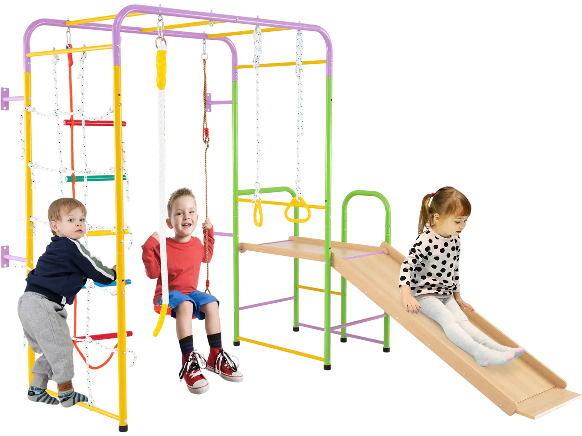 Costway 8-in-1 Metal Indoor Jungle Gym Climbing Playset Monkey Bars Slide 45901058 New