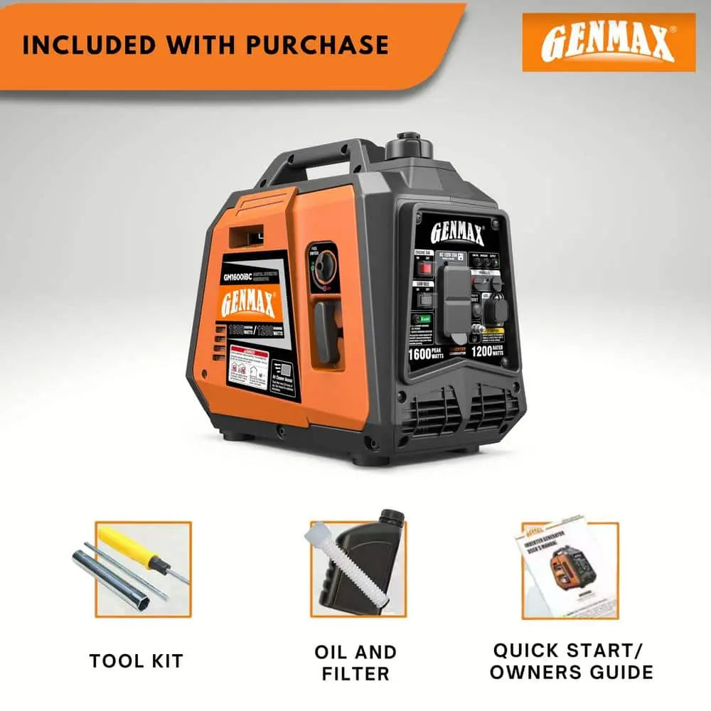 GENMAX GM1600iBC 1200W/1600W Inverter Generator Gas Powered with CO Sensor New