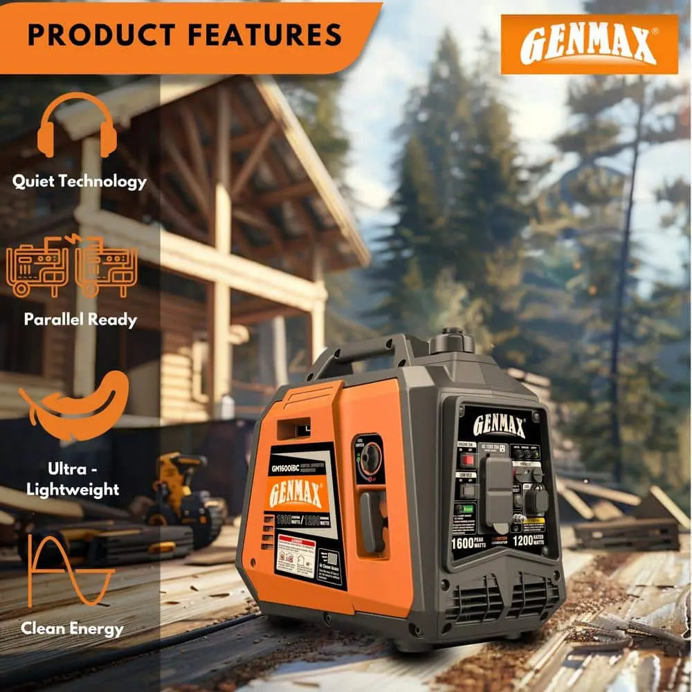 GENMAX GM1600iBC 1200W/1600W Inverter Generator Gas Powered with CO Sensor New