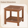 2-Tier outdoor side table with storage shelf, crafted from solid wood, ideal for patio and garden use.