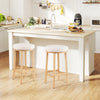 Set of 2 upholstered 27" bar stools with boucle fabric seats and rubber wood frames, ideal for kitchen islands.