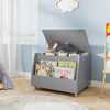 Wooden Mobile Toy Storage Organizer with Bookshelf and Lockable Wheels-Gray - Gallery View 1 of 10