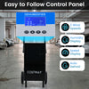 Commercial dehumidifier with intuitive control panel, displaying humidity and wind speed, ideal for large spaces up to.