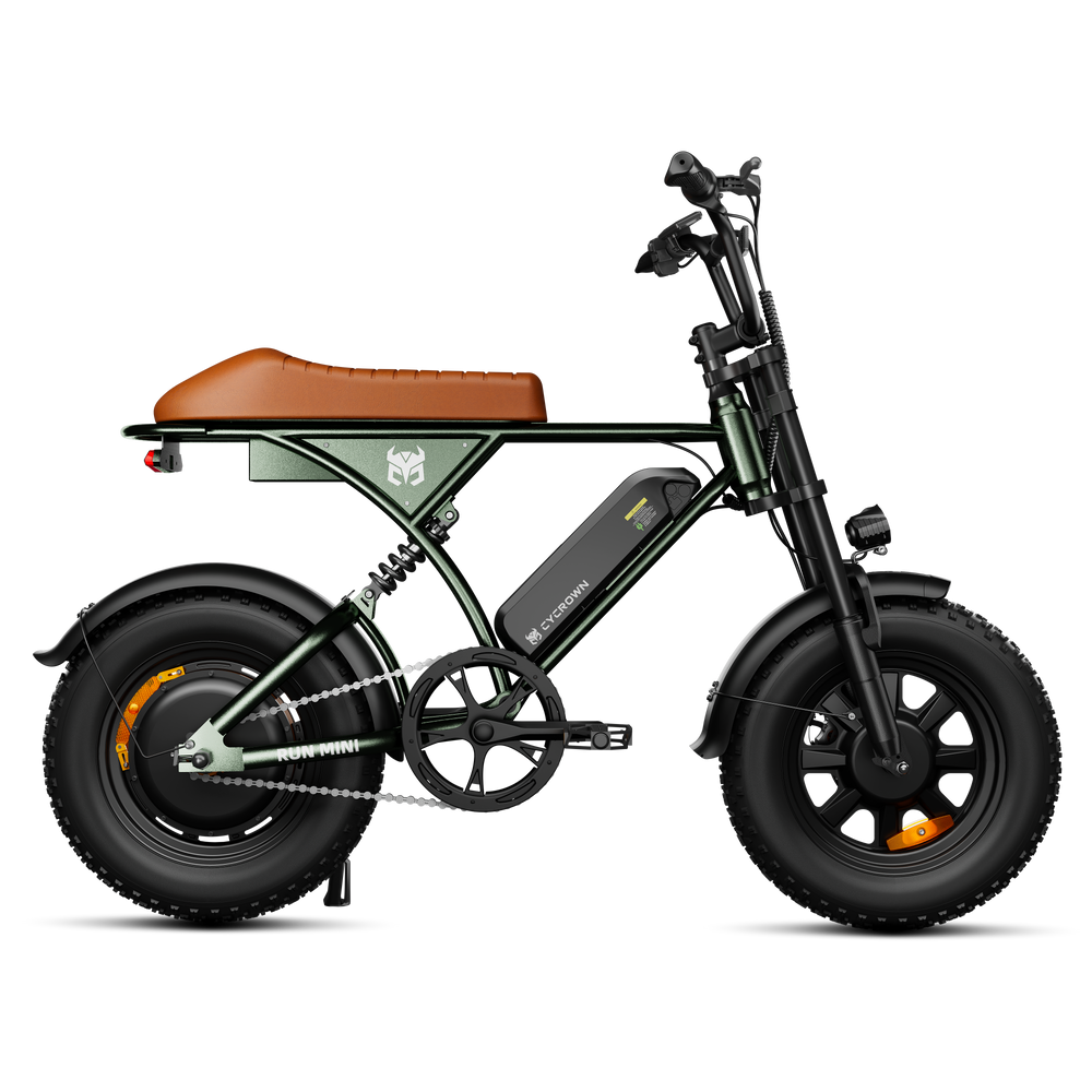 Run Mini Vintage Moped Ebike - Green side profile (hi-res)