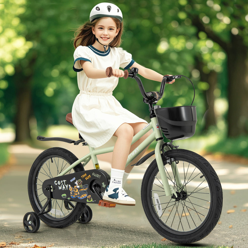 18-Inch Kids Bike Adjustable with Training Wheels for 4-8 Years Old - Gallery View 1 of 9