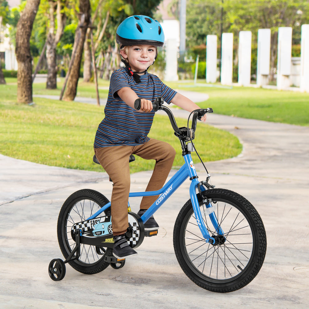 18 Inch Kids Bike with Removable Training Wheels for Aged 4-8 Years Old - Gallery View 1 of 9