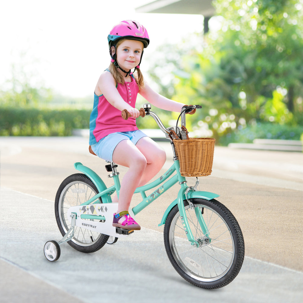 18 Inch Kids Bike Bicycle with Training Wheels and 2 Brake System Ages 4-8 Years Old-18 inches - Gallery View 1 of 10