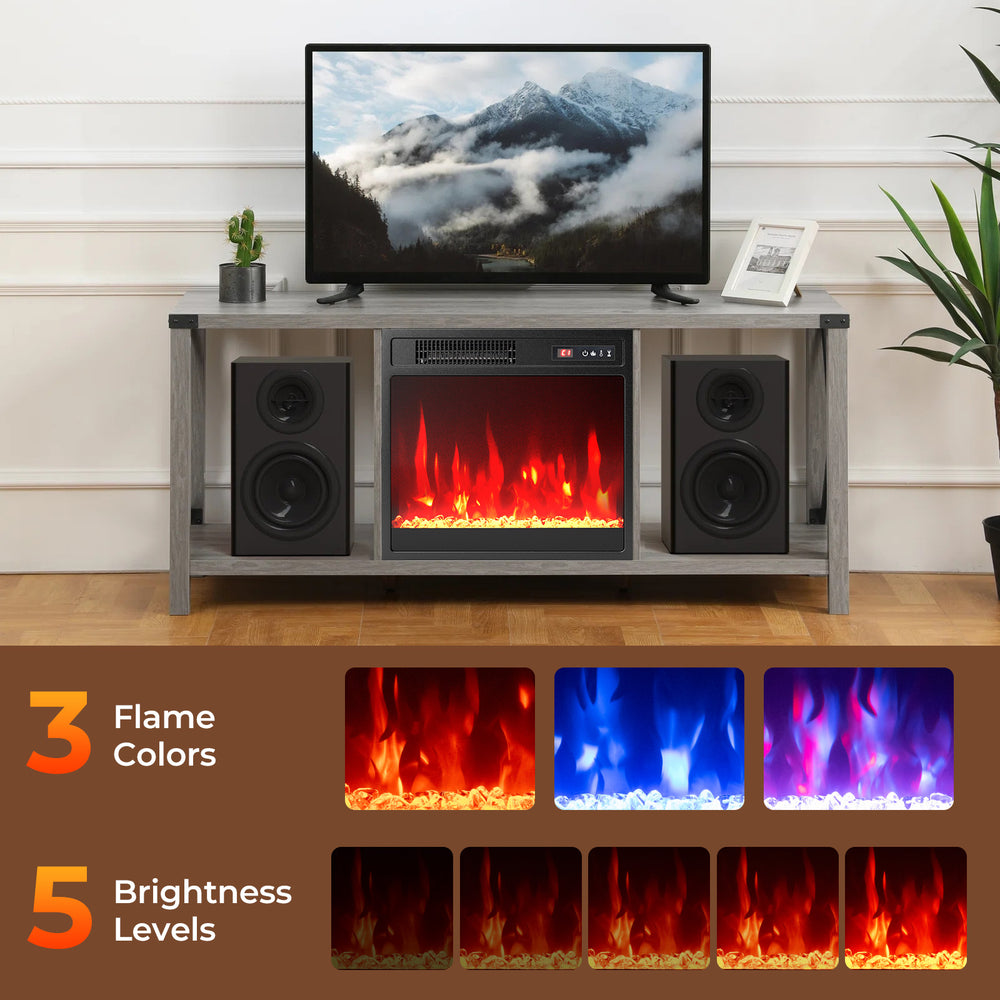 18-inch electric fireplace insert with 3 flame colors and 5 brightness levels, perfect for customizable warmth in any.