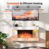 18-inch 3-sided wall-mounted electric fireplace with 5000 BTU heat output, remote control, and 12 flame colors for cozy.