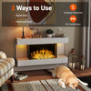 Wall-mounted electric fireplace with 3-sided glass, offering flame and heat options, ideal for modern decor and cozy.