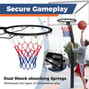 18" heavy-duty basketball rim with dual shock-absorbing springs, designed for indoor and outdoor gameplay.