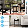 Black 18-inch weather-resistant side table, perfect for outdoor use with Adirondack chairs, easy to clean and maintain.