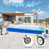 Aluminum pool cover reel set with sturdy wheels, designed for easy movement and suitable for 4 to 18 feet pools.
