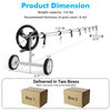 Aluminum pool cover reel set with adjustable length, wheels, and hand crank for easy use with in-ground pools.
