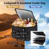 Portable black 18 Gal car trunk organizer with lid, featuring 600D Oxford fabric and multiple compartments for.