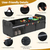 18 Gal black car trunk organizer with lid, featuring 3 compartments, bungee ropes, and a convenient handle for easy.