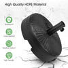 Heavy-duty 18-inch round umbrella base stand made of high-strength HDPE, waterproof and weather-resistant for outdoor.