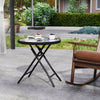 Folding 18-inch gray side table with a tempered glass top, lightweight design perfect for relaxing on the patio.