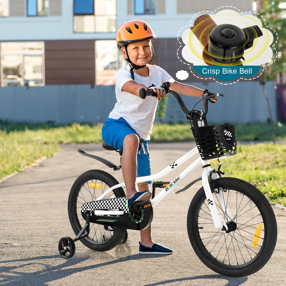 18 Feet Kids Bike with Removable Training Wheels-Black & White - Gallery View 1 of 10