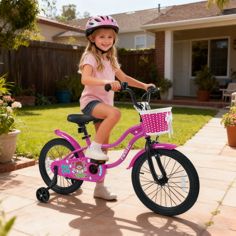 18 Inch Kids Bike with Training Wheels for Aged 3-8 Years Old - Magic Rose - Gallery View 1 of 9