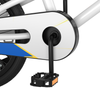Close-up of the pedal and crank of the 18 Feet Kids Bike with removable training wheels, featuring a durable carbon.