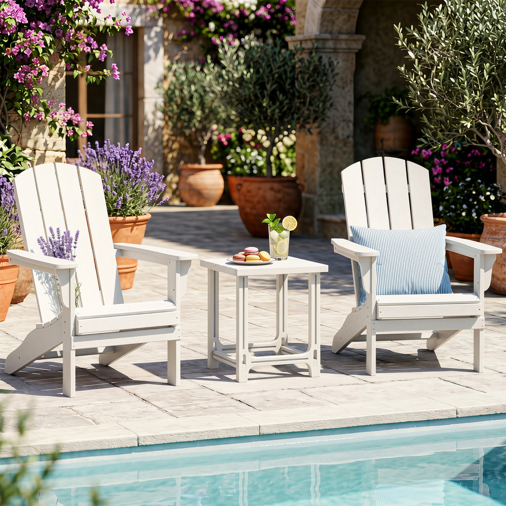 18 Inch Outdoor Adirondack Side Table with Slatted Surface-White - Gallery View 1 of 9