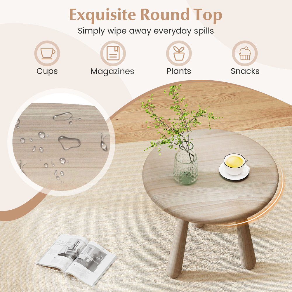 18-inch round mahogany wood side table with a thickened board, perfect for cups, snacks, and magazines in outdoor.