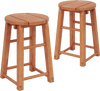 18-Inch Outdoor Wood Bar Stools Set of 2 with Round Seat and Footrest