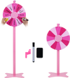 18-inch prize wheel with blackboard marker and eraser, featuring smooth rotation and stable petal-shaped base for.