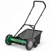 18-inch push reel lawn mower with removable grass catcher, adjustable height settings, and anti-slip wheels for easy.