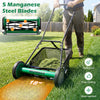 18-inch push reel lawn mower with 5 manganese steel blades, adjustable height, and removable grass catcher for easy.
