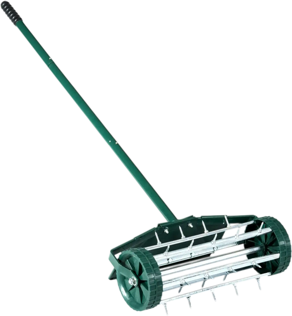 18 Inch Rolling Lawn Aerator with Splash-Proof Fender for Garden