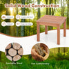 18-inch square outdoor side table made of natural eucalyptus wood with a slatted top, ideal for indoor and outdoor use.