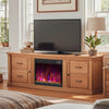 Electric fireplace insert with remote control, 1500W, 8 flame colors, and 6 ember bed colors for cozy home ambiance.