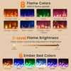 Electric fireplace insert showcasing 8 flame colors, 3 brightness levels, and 6 ember bed colors for customizable.