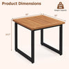 Square acacia wood patio side table with slatted top, featuring a durable powder-coated metal frame and adjustable foot pads.